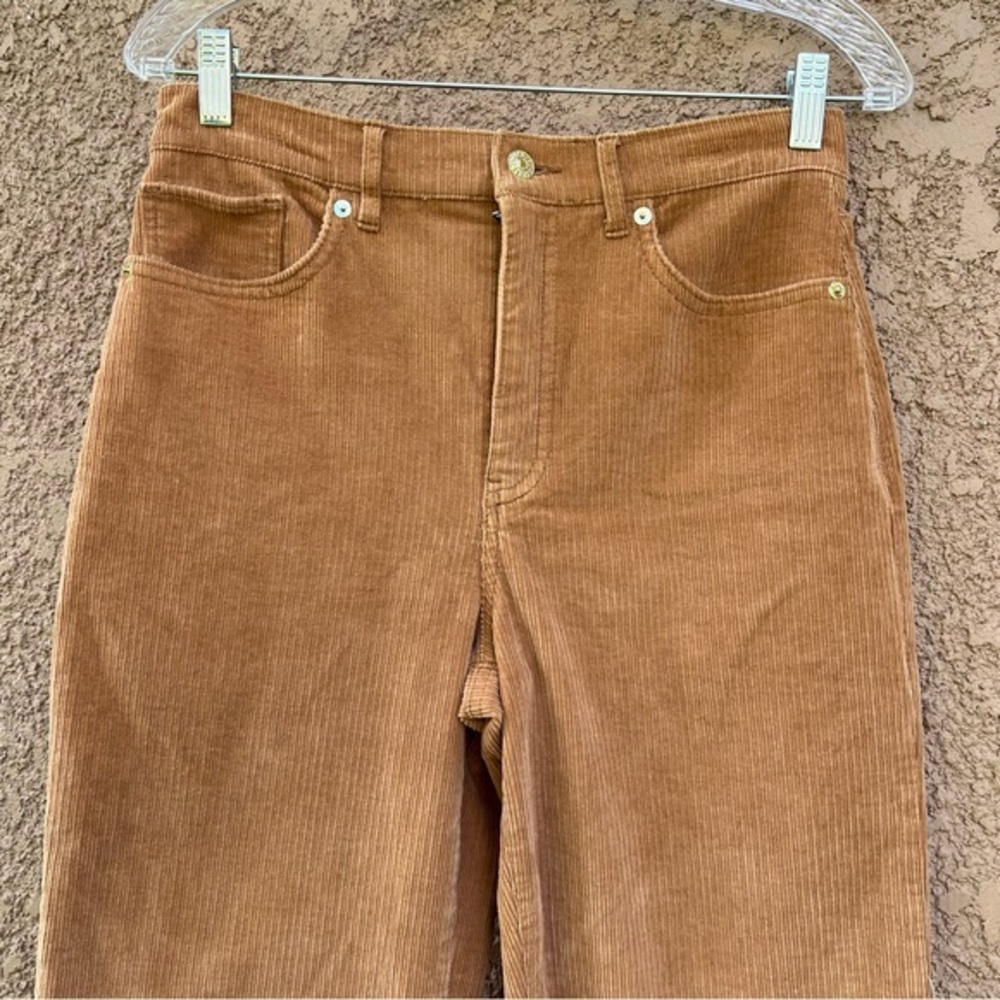 EXPRESS Corduroy Cropped Wide Leg High‎ Rise Pants in Tan Khaki Womens Size 4 - Picture 9 of 11